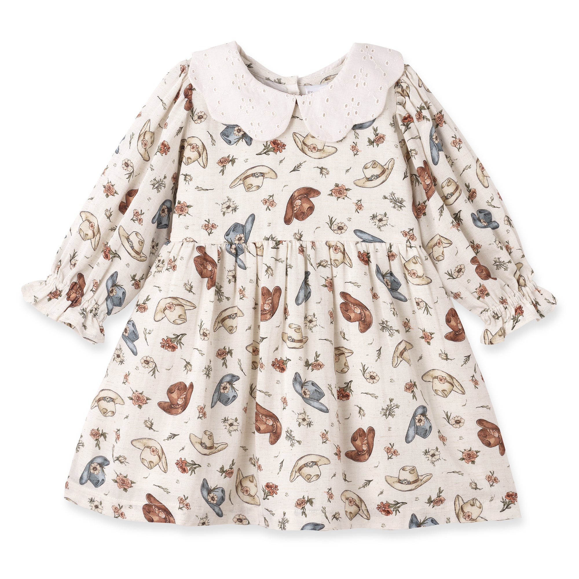 Larkspur Prairie Linen Western Dress With Eyelet Collar