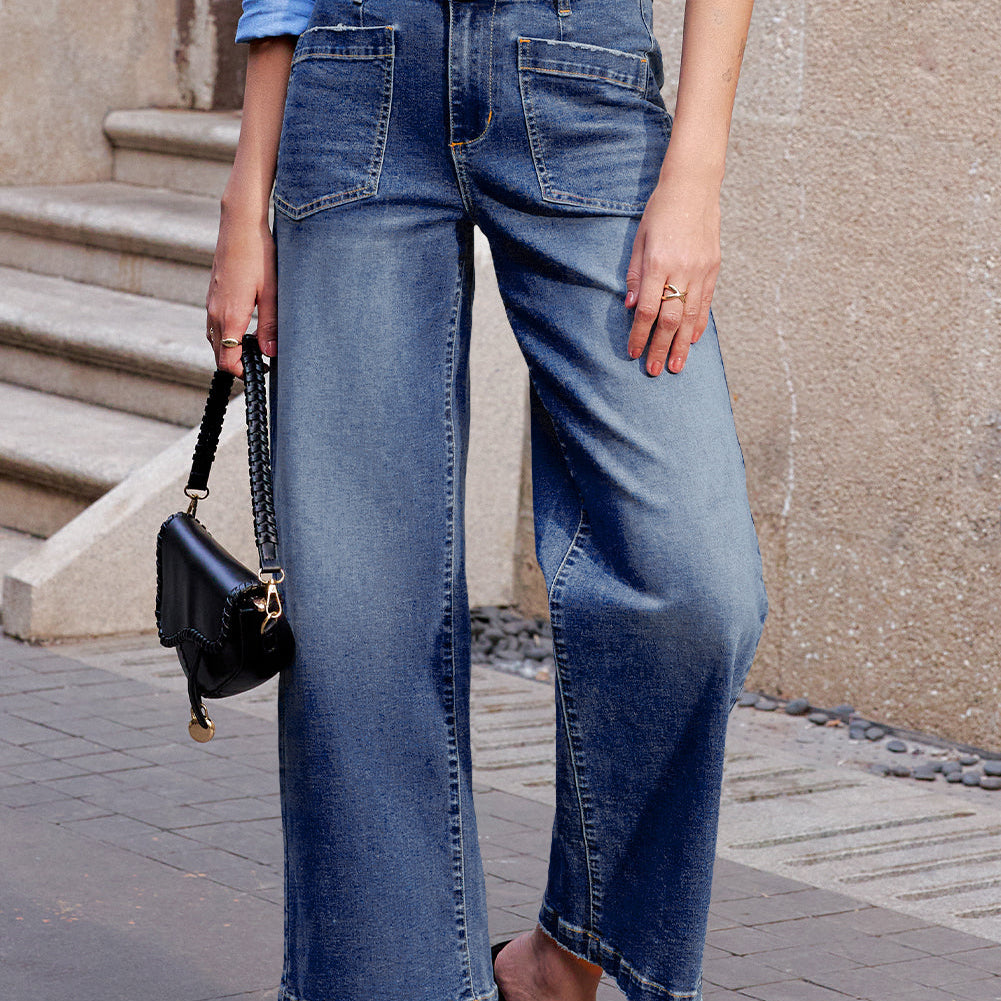 Bluing Mimimalist Patch Pocket Womens Shift Jeans