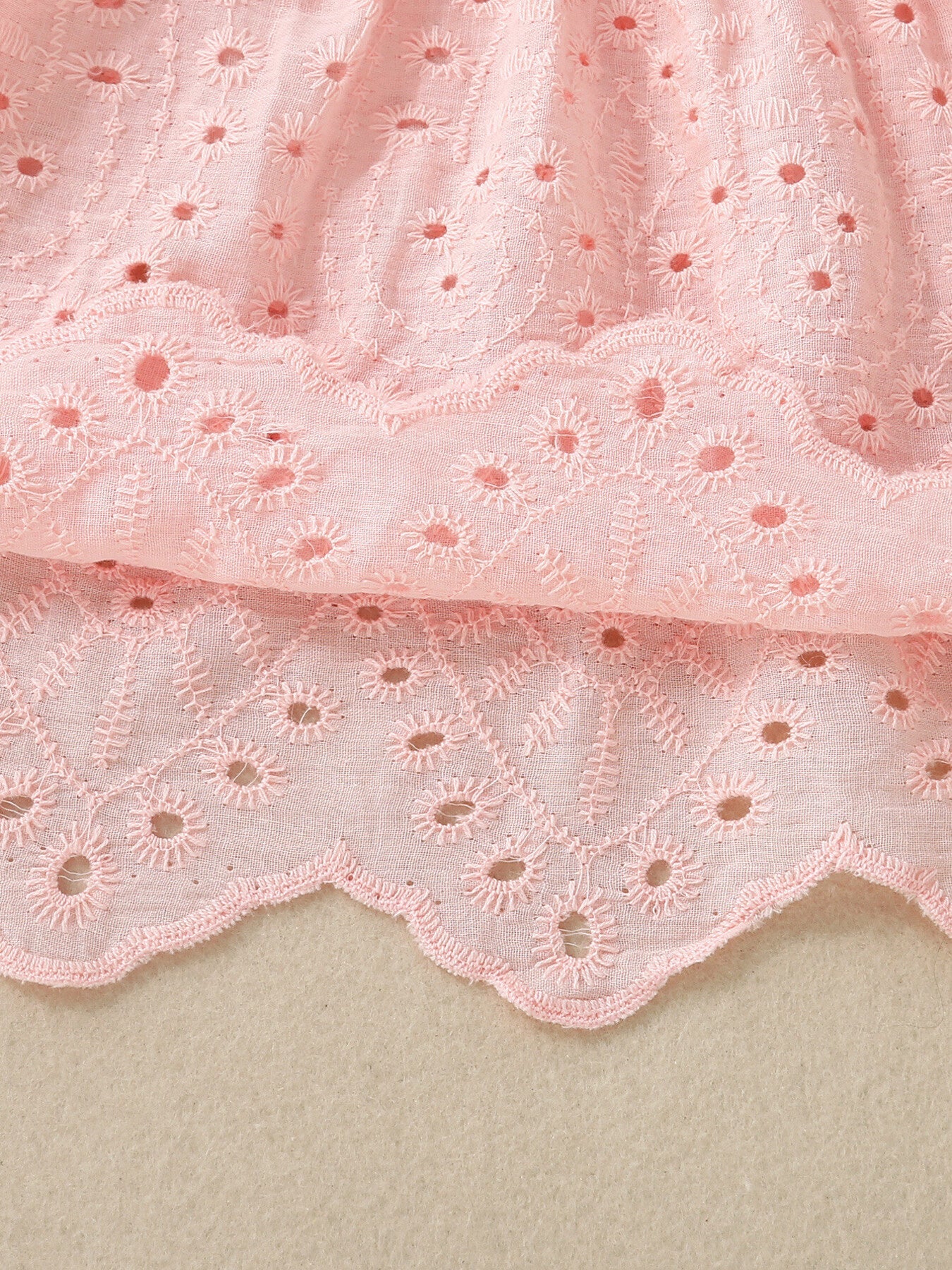 Children's Eyelet Embroidered Ruffled Top and Shorts Set