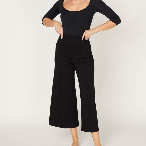 PONTE WIDE LEG ANKLE LENGTH PANTS