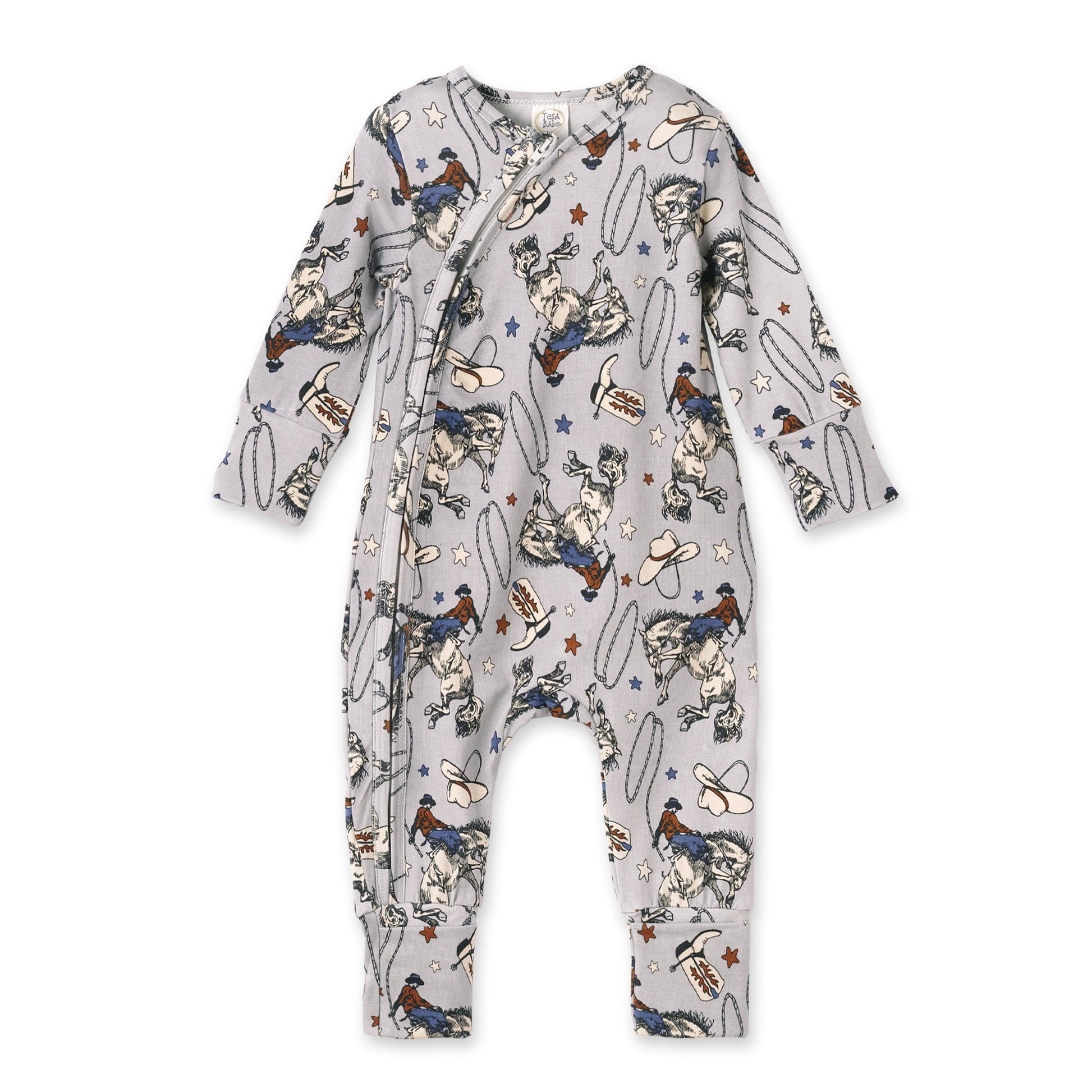 Western Cowboy Rodeo Zipper Baby Romper - Bamboo Convertible