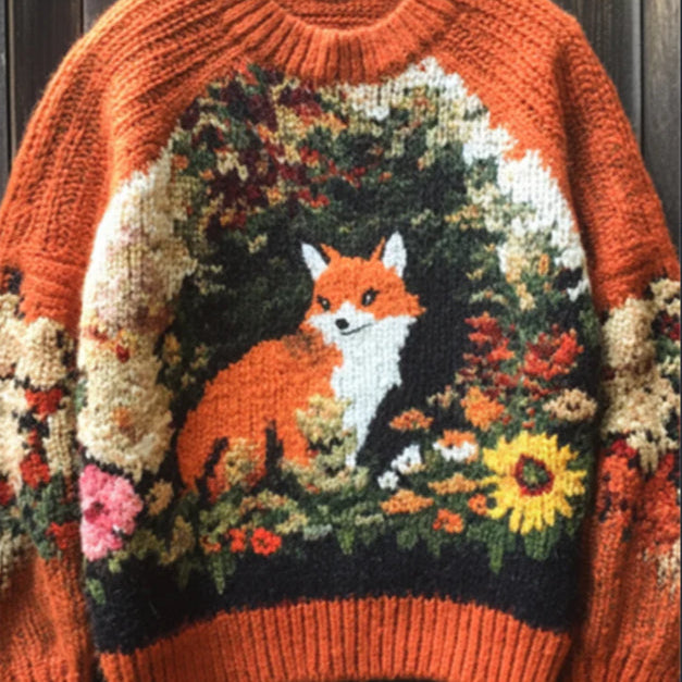 Womens Retro, Loose-Fit AutumnWinter Crew-Neck Pullover Sweater In A Faux-Wool Style, Inspired By European And American Styles