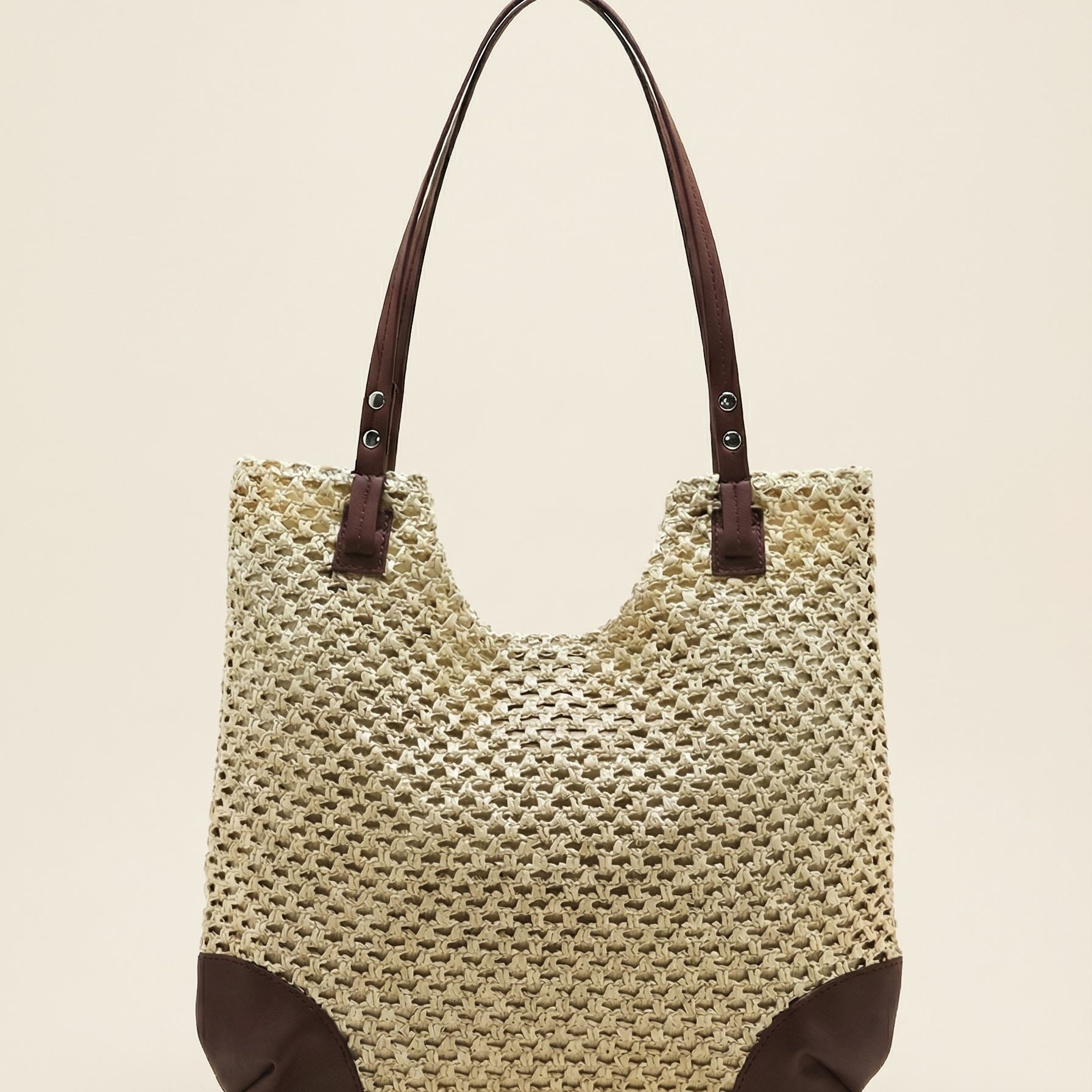 Woven Hollow-Out Shoulder Tote Bag