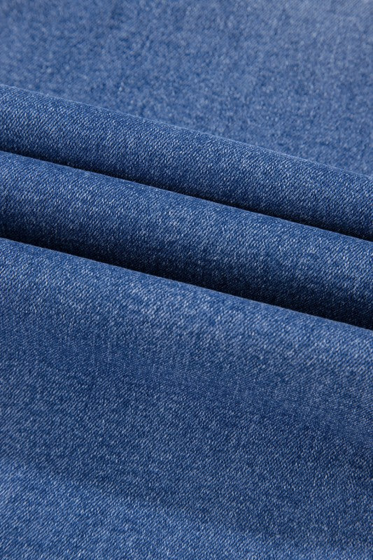 Denim Raw Hem Straight Leg Jeans