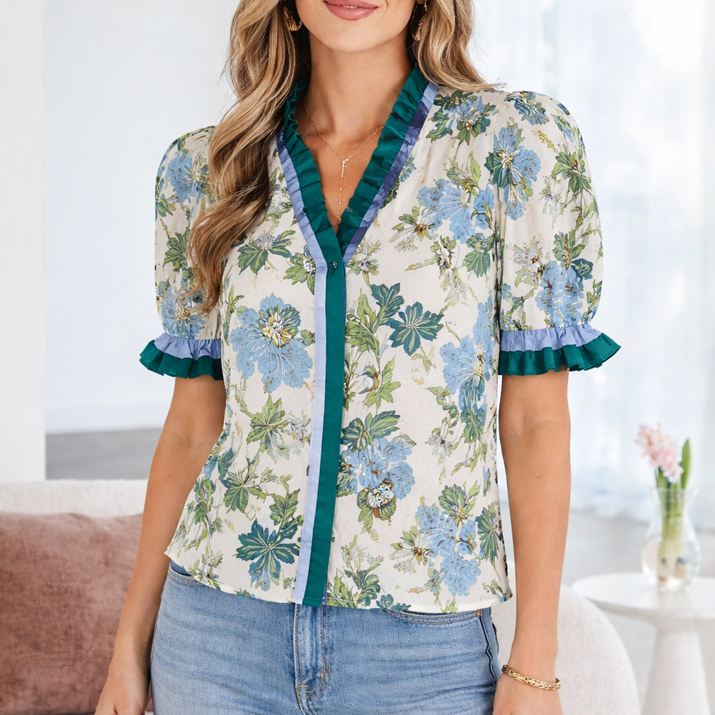 Mila Trim Short Sleeve Blouse