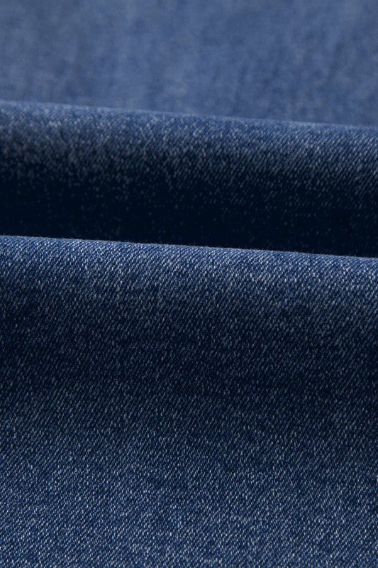 Denim Raw Hem Straight Leg Jeans