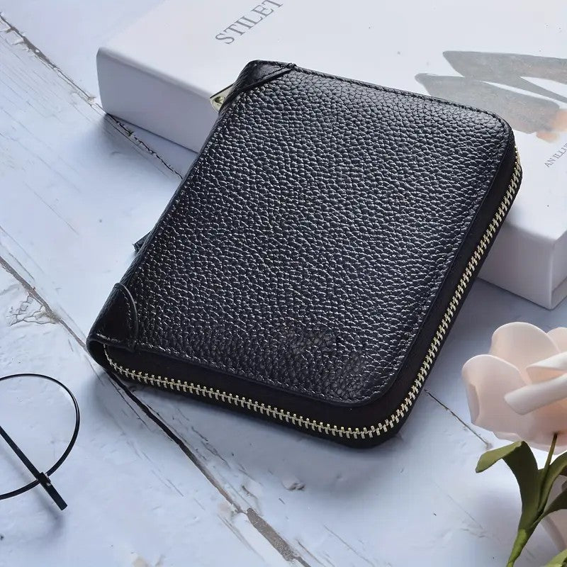 Leather Mini Credit Card Holder For Women RFID Blocking Multifunctional Zipper Coin Purse Large Capacity Card Holder Credit Card Holders Credit Card Case