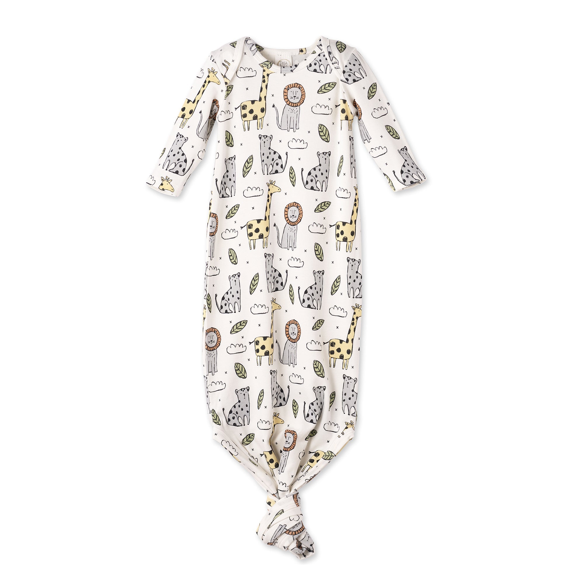 Safari Snuggles Bamboo Baby Knotted Gown Jungle Print