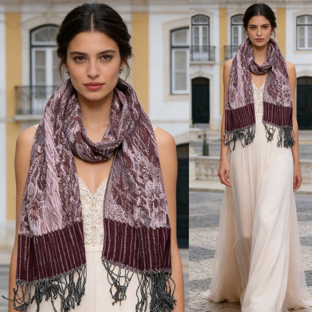 2pcs Glamorous Dinner Accessory Rich Jacquard Texture Catches Light Evening Jacquard Scarf, Luxe Look For Evening Wear, Scarf, vacation, daily Life, evening, party and office.