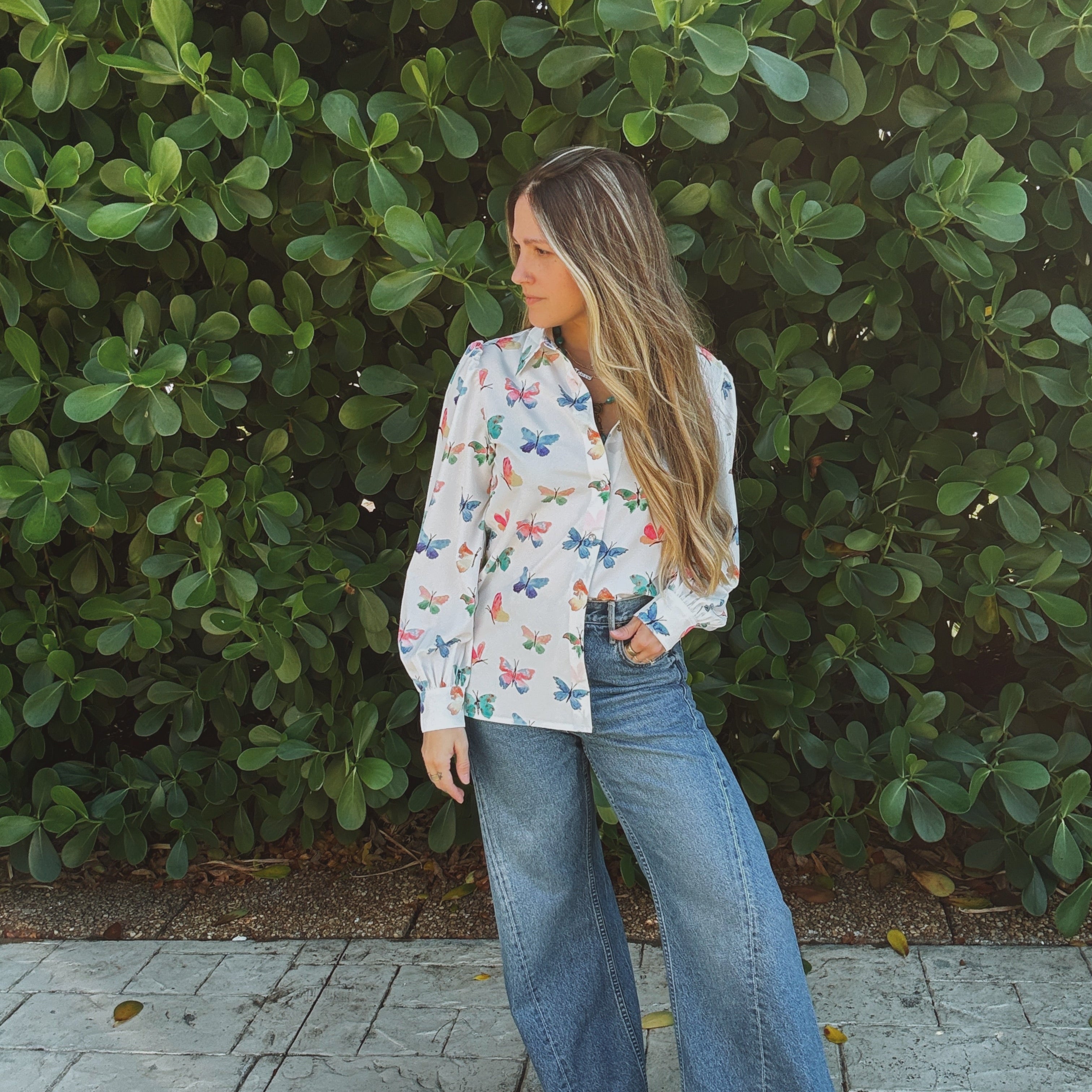 Eyes Without a Face Butterfly Button Up Blouse