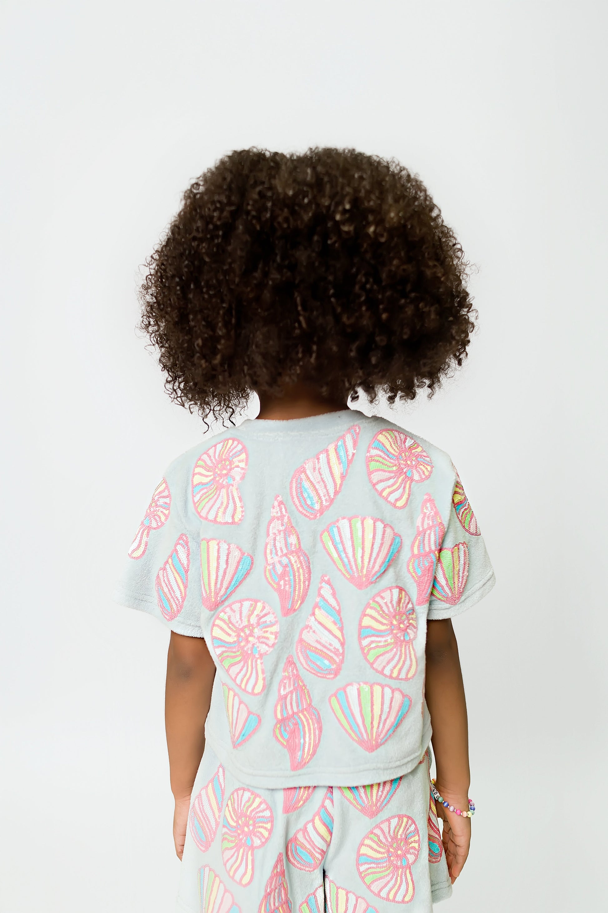 Colorful Shells Terry Cloth Top - Light Blue