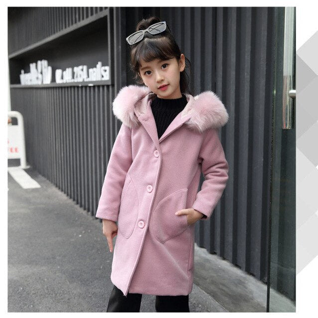 Girls Long Sleeve Hoode clothing Windbreaker spring autumn Winter clothes wool Coat Kids jacket Wedding Outwear parka