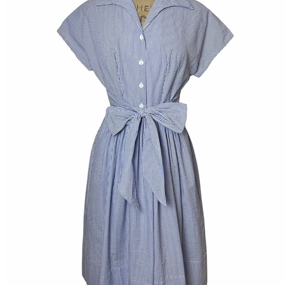 Scout for Loco Lindo 40s Style Denim Blue Seersucker Willow Dress