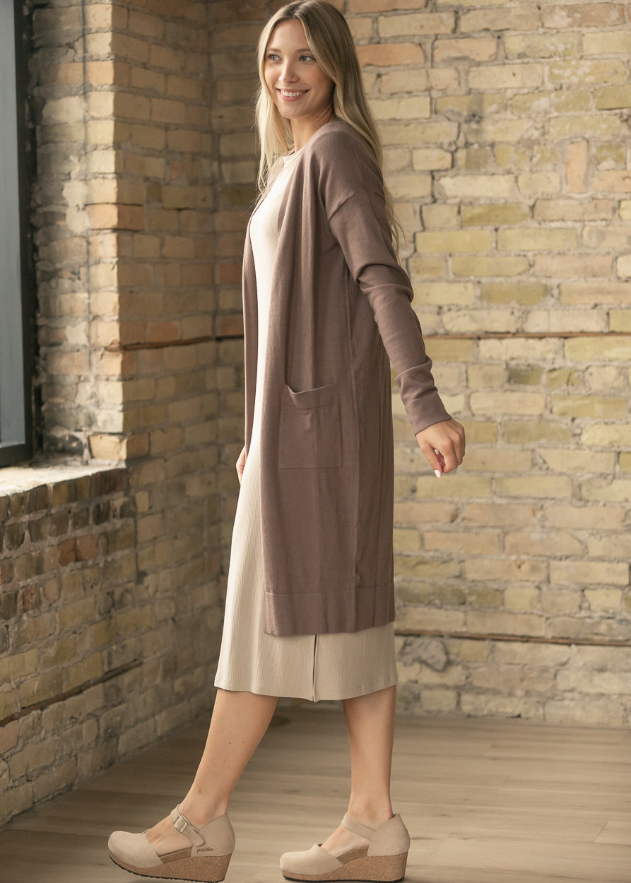 Essential Toffee Long + Soft Cardigan