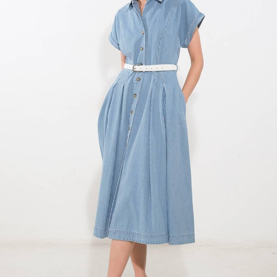 SOAK IN THE SUN DENIM MIDI DRESS