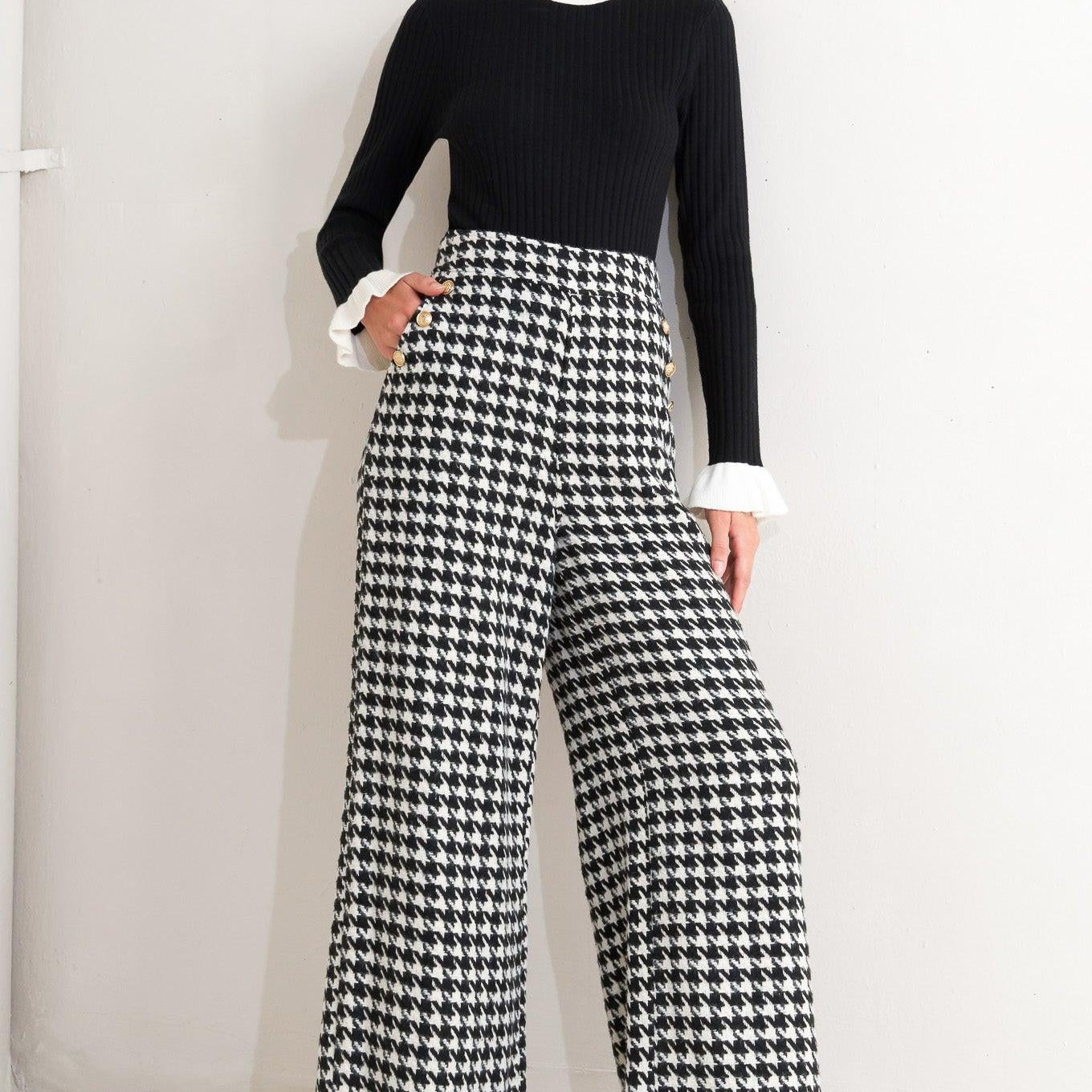 METRO ICON WOVEN HOUNDSTOOTH PANTS