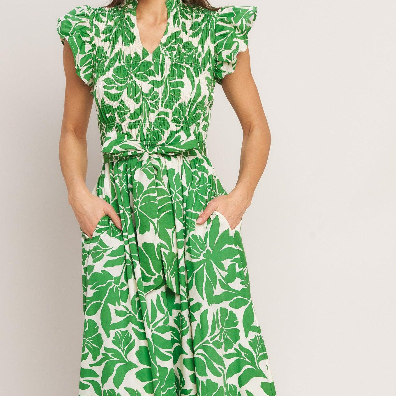 BLOOM ENERGY WOVEN MIDI DRESS