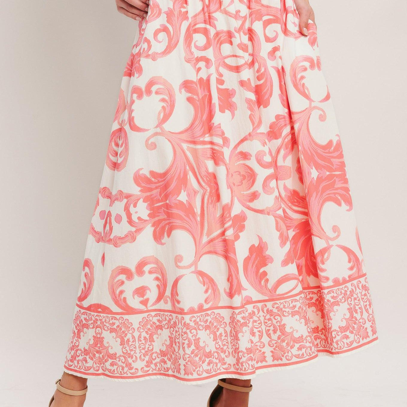 AMALFI SUNSET WOVEN MIDI FULL SKIRT