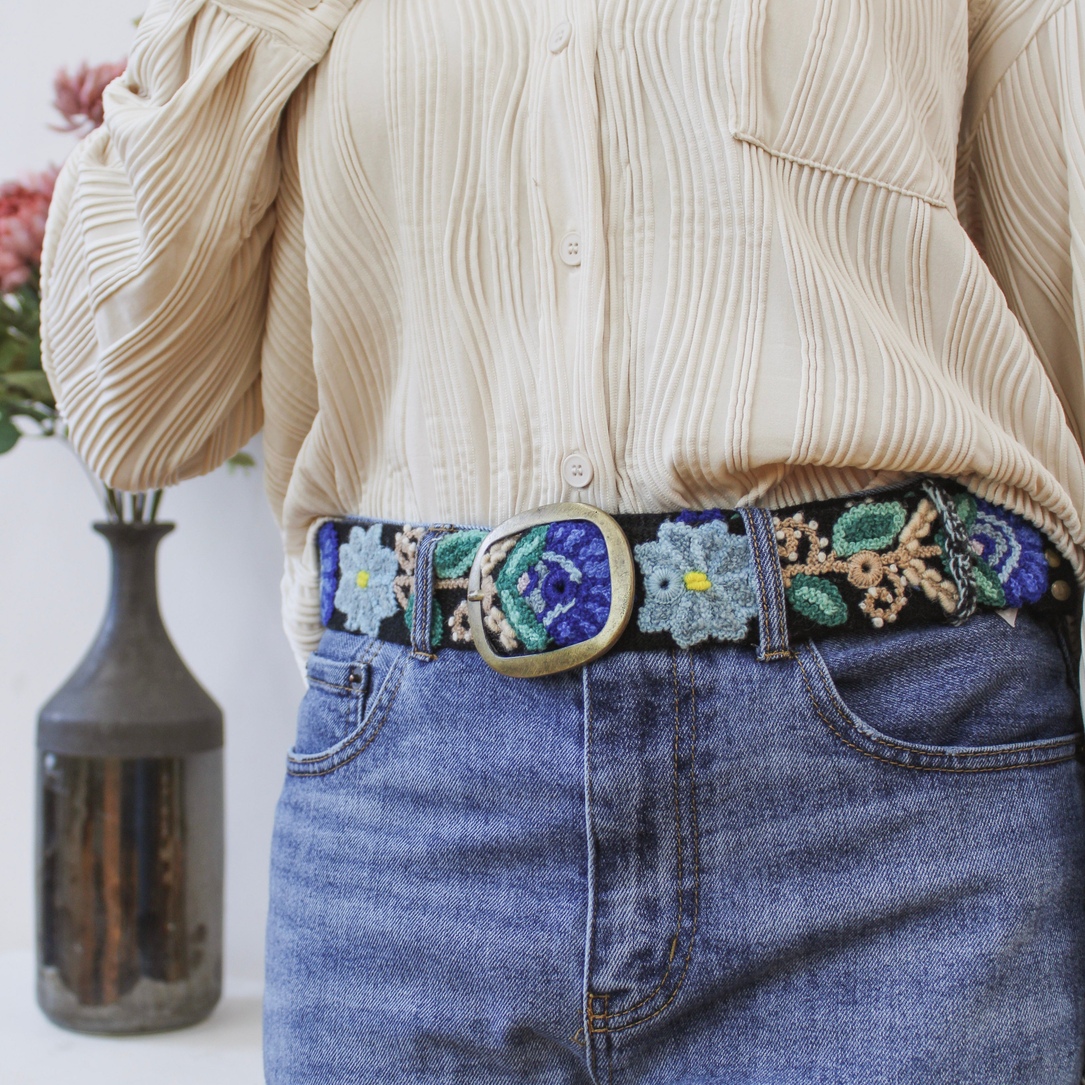 Moonlit Garden Embroidered Belt