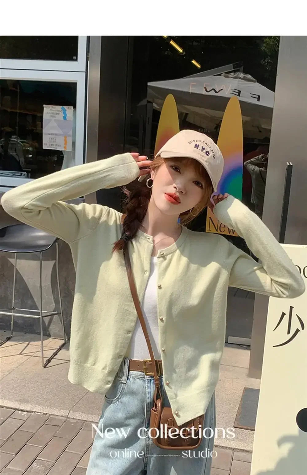 Women Cardigan Korean Single Breasted Long Sleeve Jumper Woman Round Neck All Match Cardigans Outwear