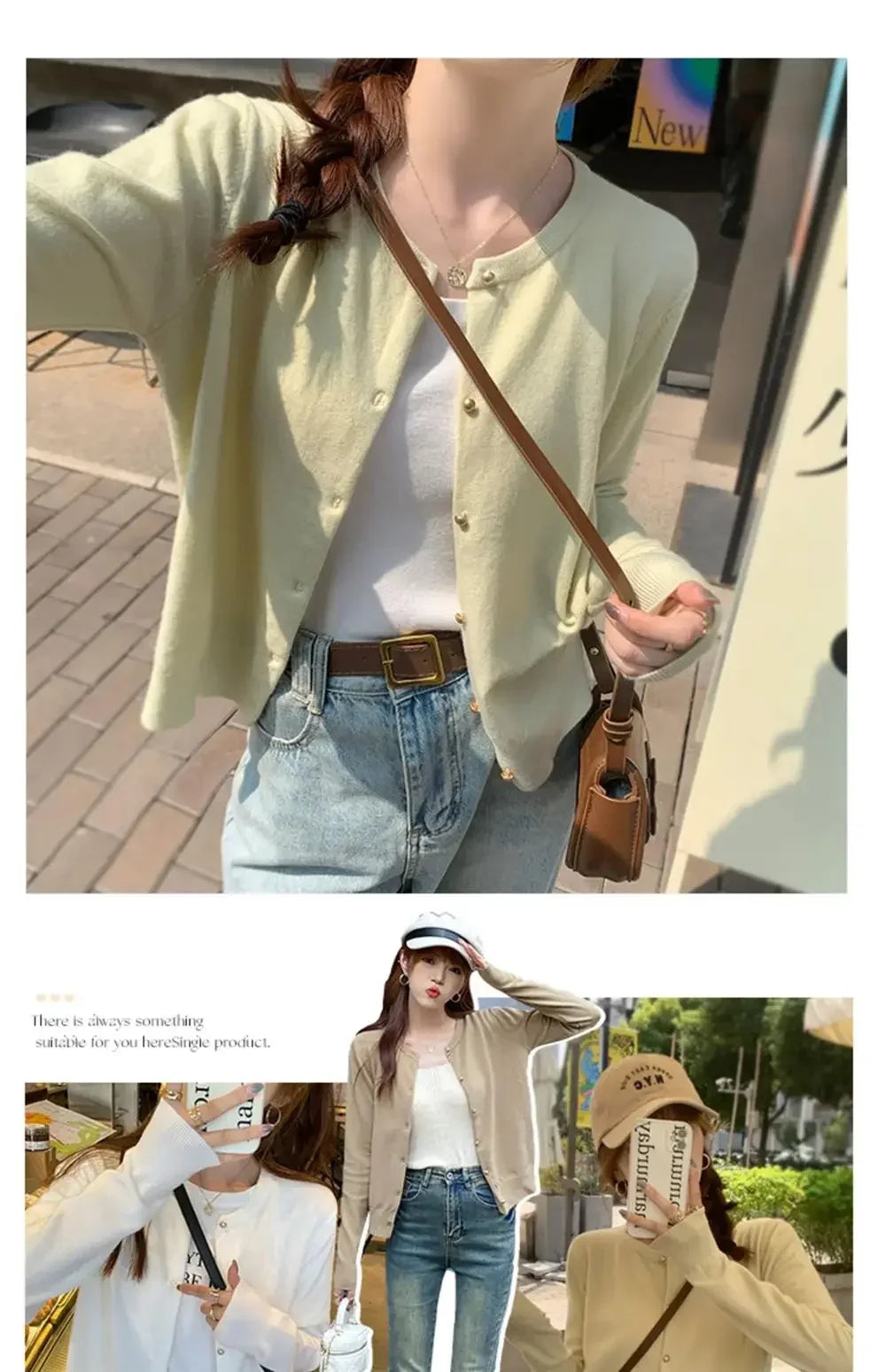 Women Cardigan Korean Single Breasted Long Sleeve Jumper Woman Round Neck All Match Cardigans Outwear