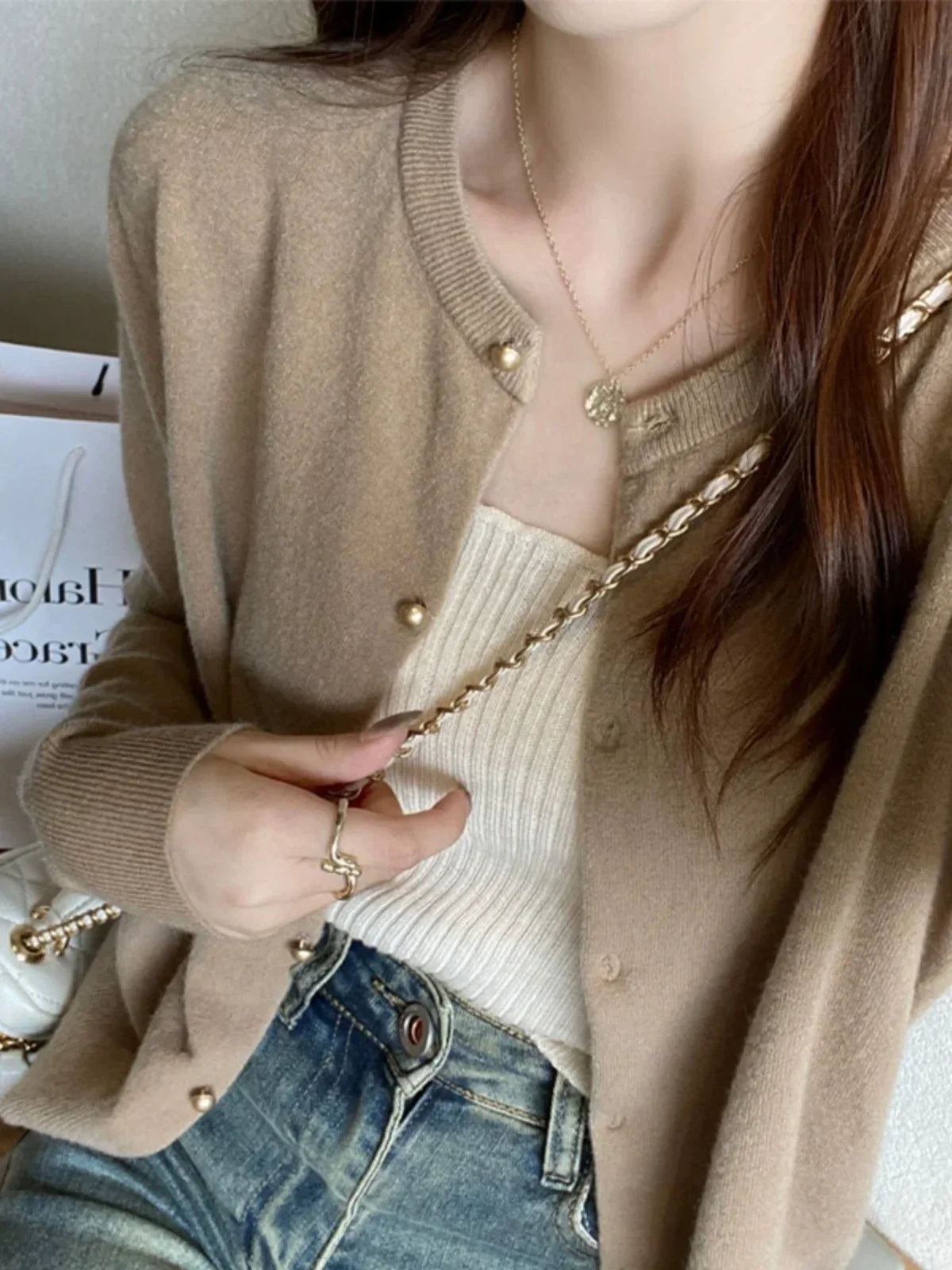 Women Cardigan Korean Single Breasted Long Sleeve Jumper Woman Round Neck All Match Cardigans Outwear