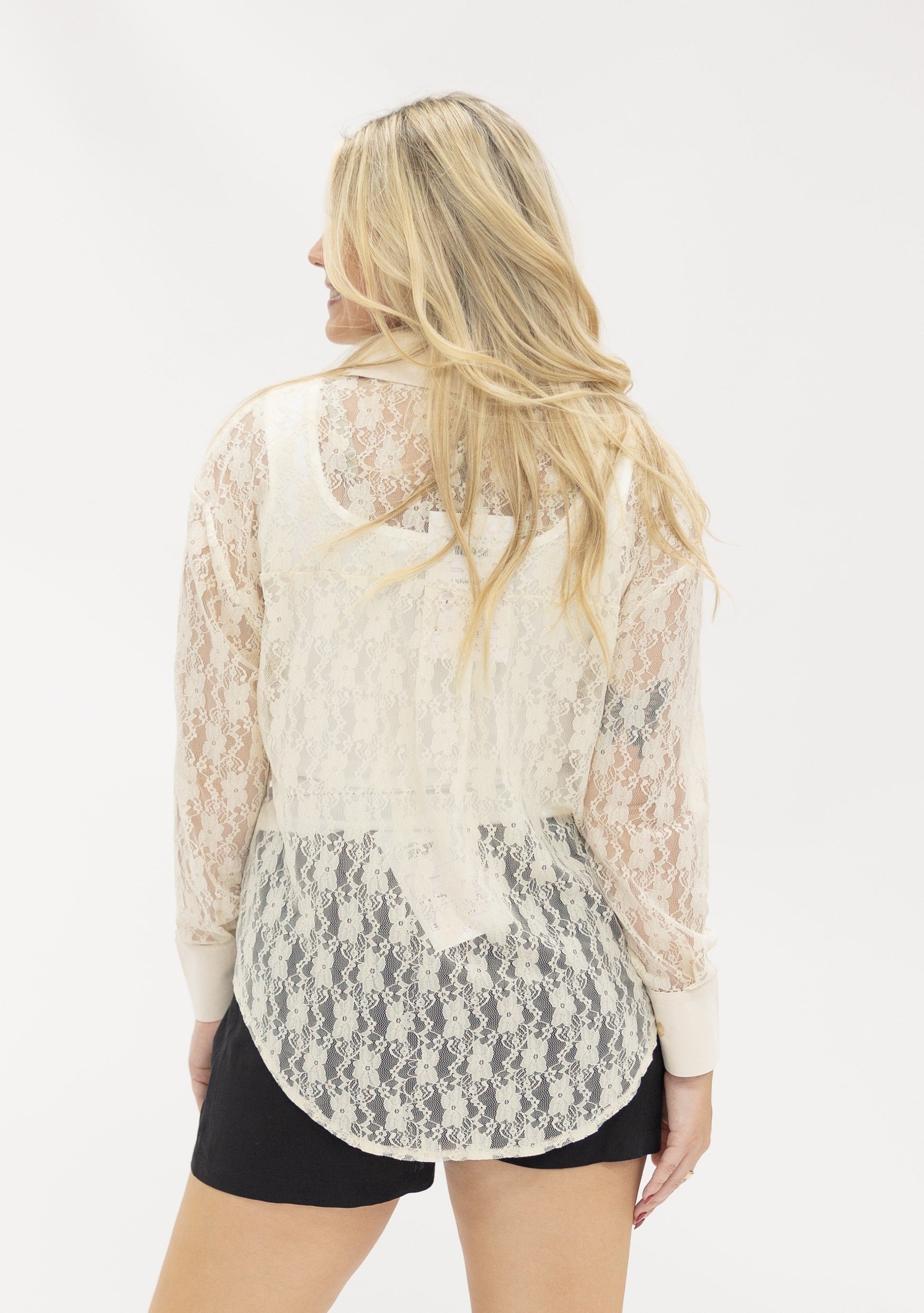 Kathryn Classic Button-Up, Ivory Lace