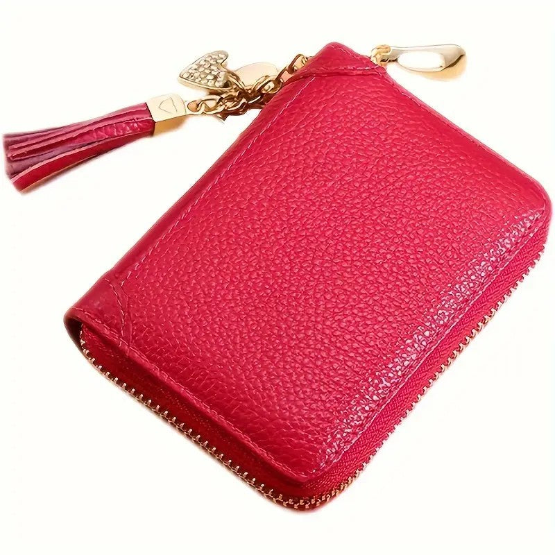 Leather Mini Credit Card Holder For Women RFID Blocking Multifunctional Zipper Coin Purse Large Capacity Card Holder Credit Card Holders Credit Card Case