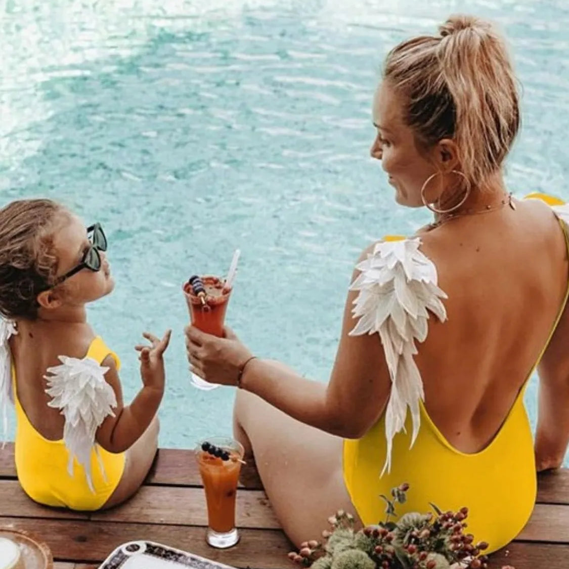 Backless Wide Strap Parent-Child Swimwear