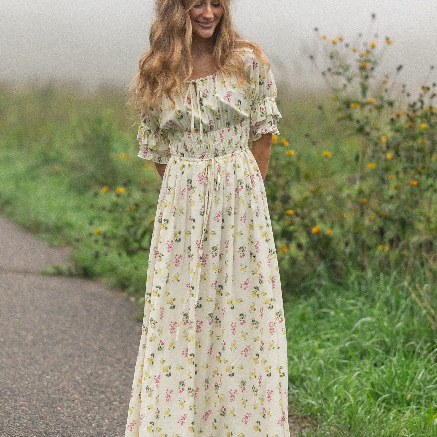 Celine Puff Sleeve Floral Maxi Dress