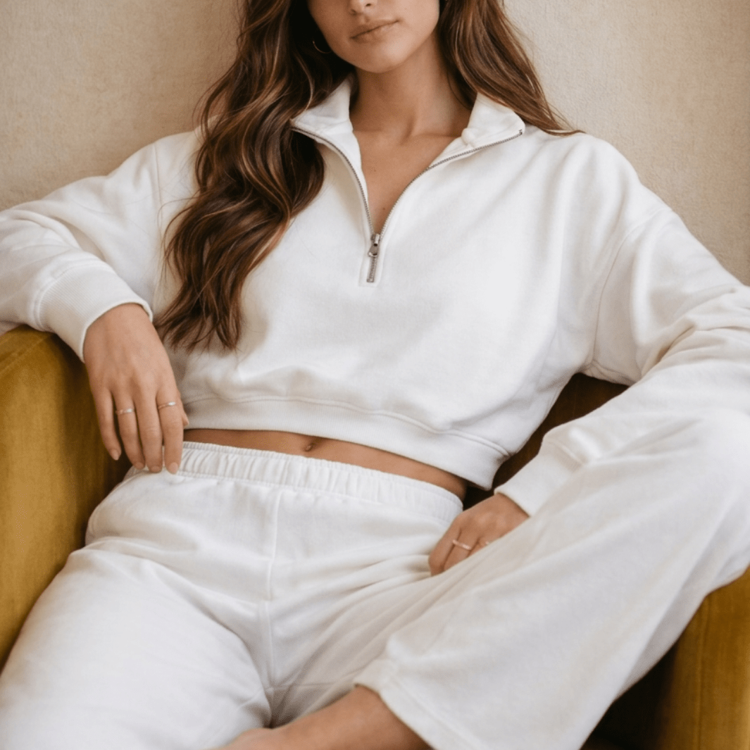 Cropped half-zip