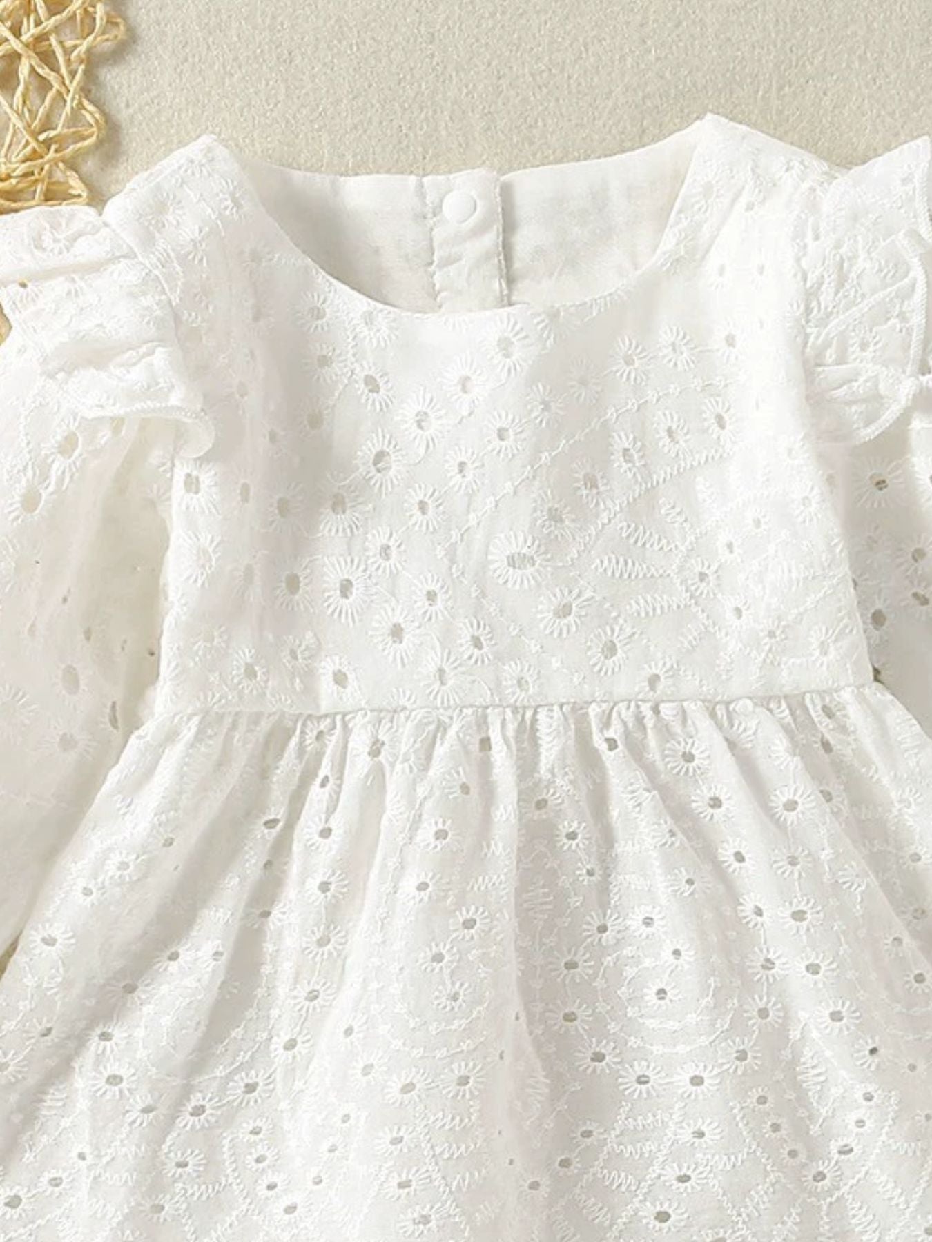 Children's Eyelet Embroidered Ruffled Top and Shorts Set