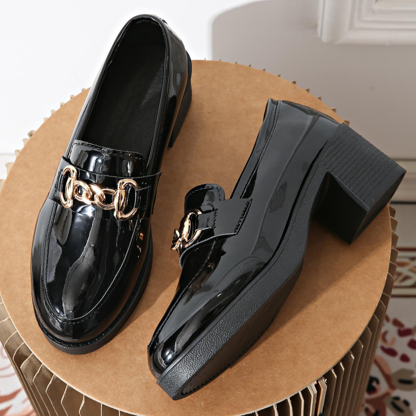 Women's Bowtie Round Toe Low Heel Pumps – Wide Size PU Casual Shoes