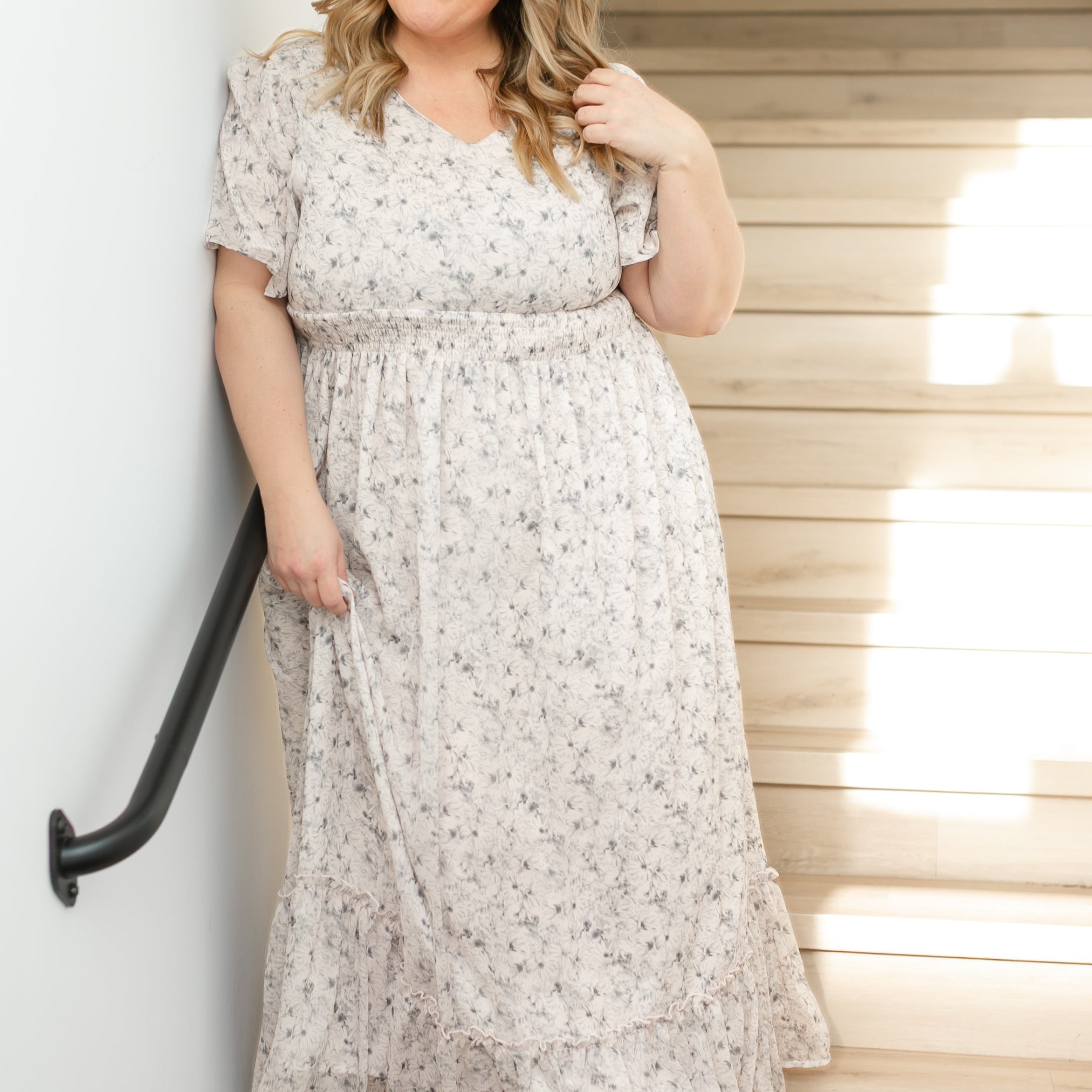 Isabella Blue Floral V Neck Maxi Dress