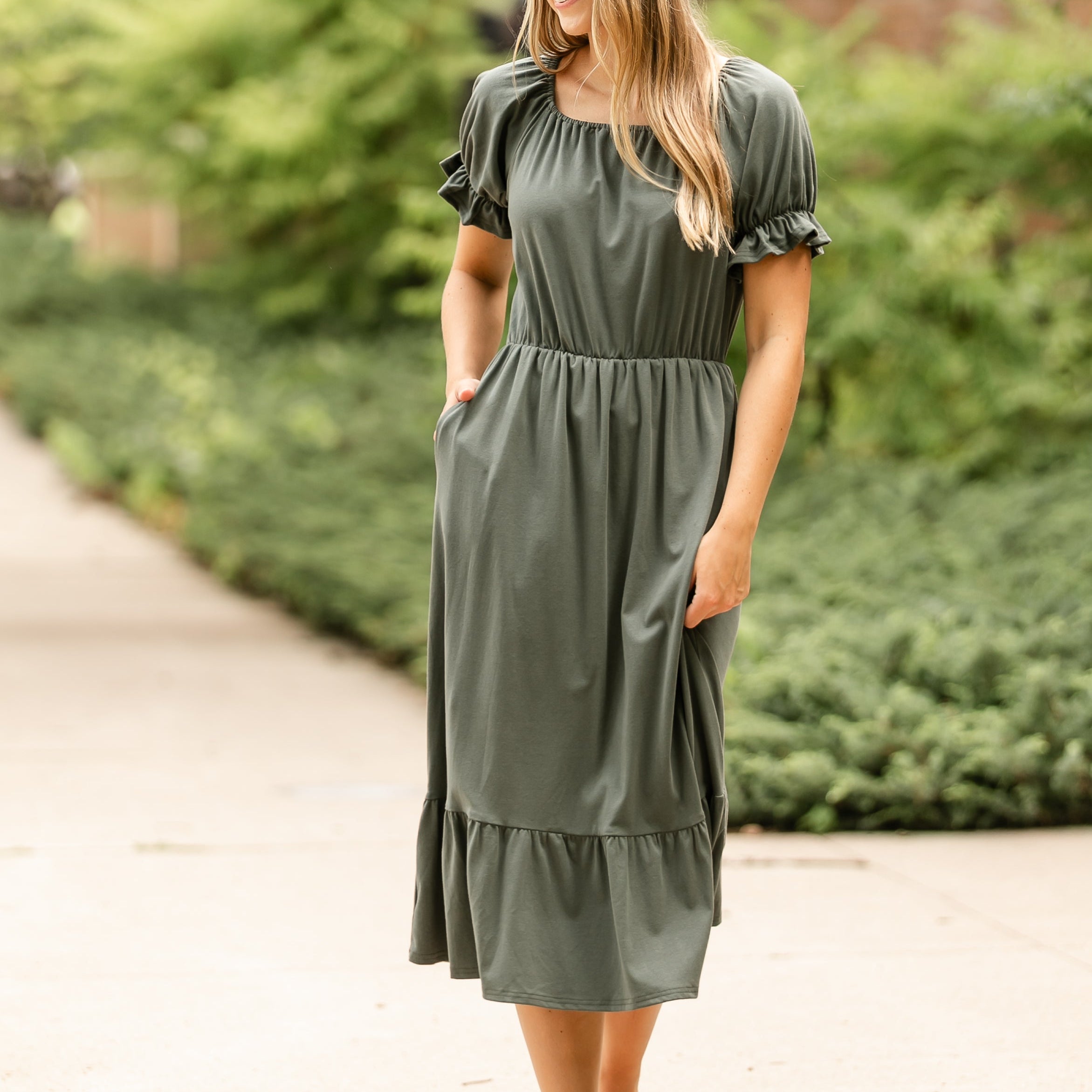 Amy Puff Sleeve Midi Dress